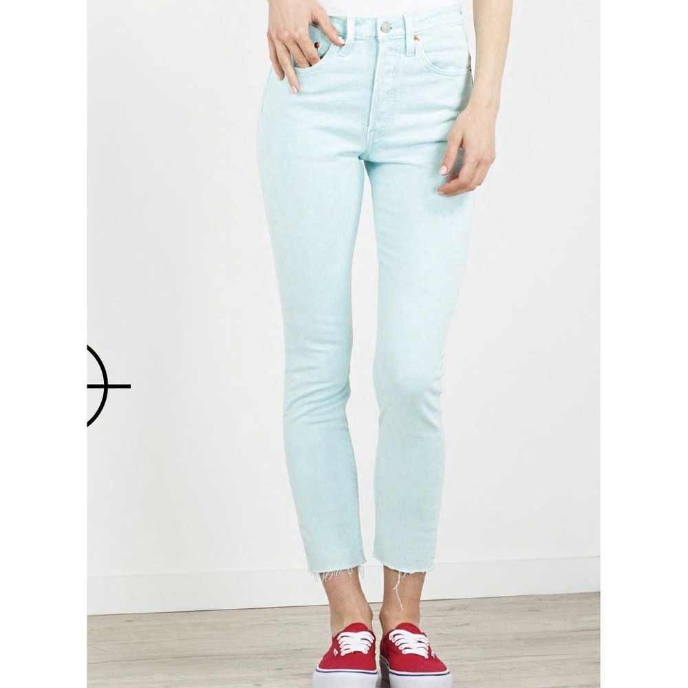 LEVI'S 501 Skinny Acid Iced Aqua Jeans Women's Size 29W X 30L